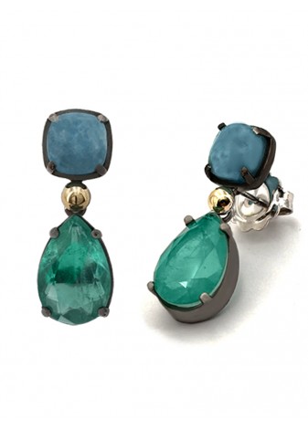 Pendientes BOHEMME CIELO plata, oro y semipreciosas