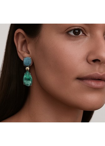 Pendientes BOHEMME CIELO plata, oro y semipreciosas