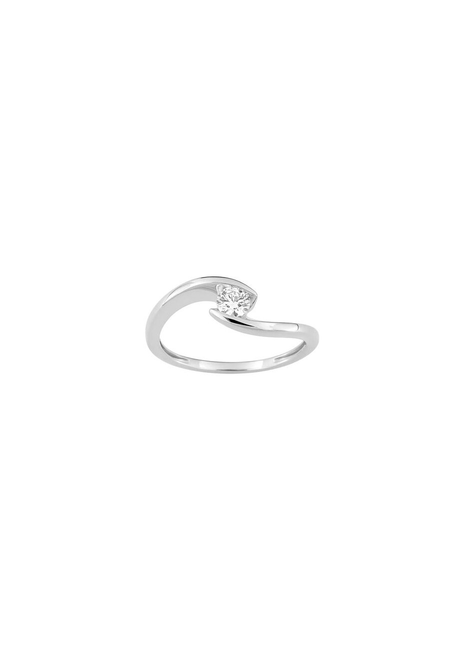 Anillo solitario oro blanco y diamante LAB de 0,20ct