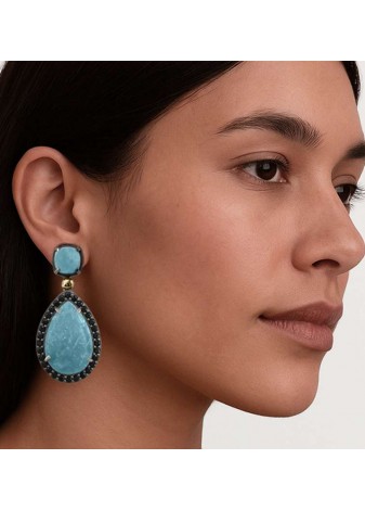 Pendientes BOHEMME CIELO, plata, oro y espinelas