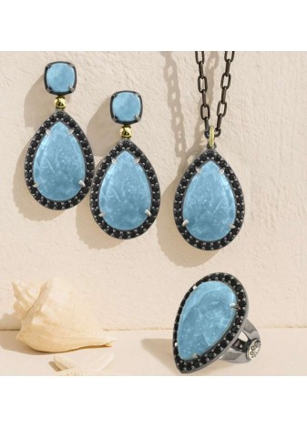 Colgante BOHEMME CIELO, plata, oro y espinelas
