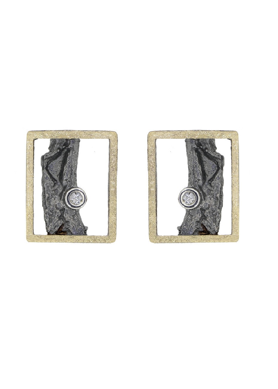 Pendientes oro, plata y diamantes