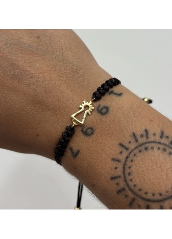 Pulsera Virgen del Pilar plata chapada macramé