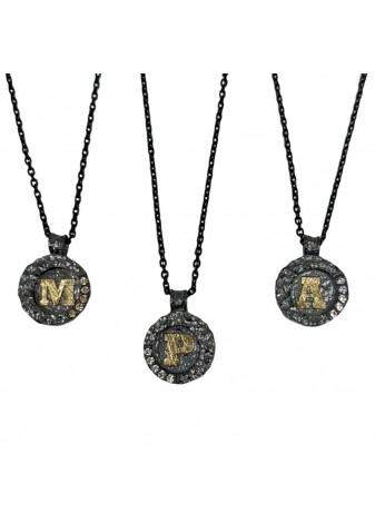 Colgante inicial oro, plata y circonitas