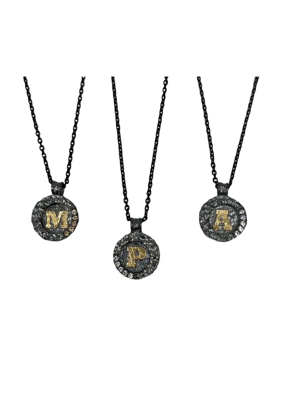 Colgante inicial oro, plata y circonitas