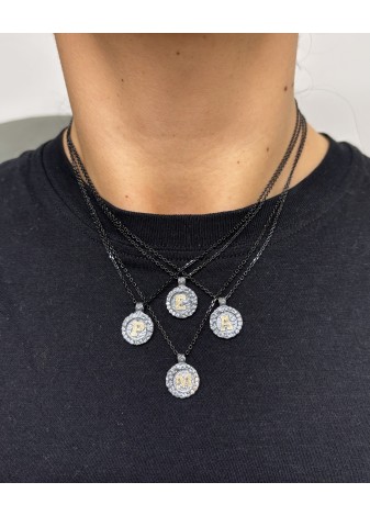 Colgante inicial oro, plata y circonitas