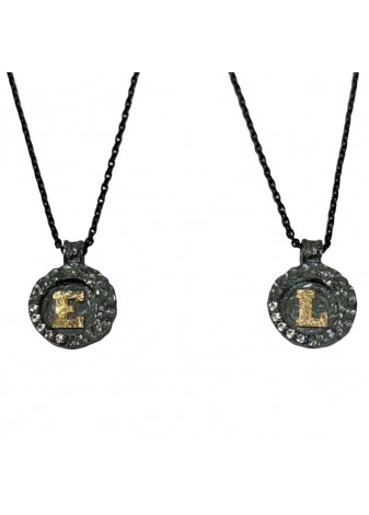 Colgante inicial oro, plata y circonitas