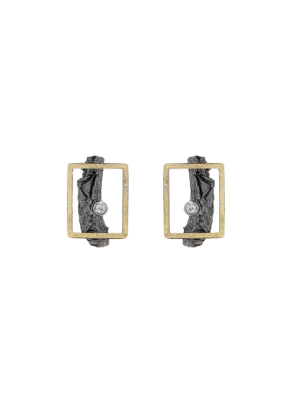 Pendientes oro, plata y diamantes