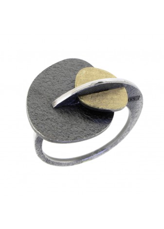 Anillo oro amarillo y plata...