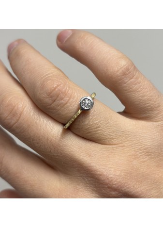 Anillo de plata, oro y brillante 0,15ct