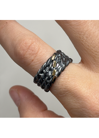 Anillo plata y oro amarillo de 18k