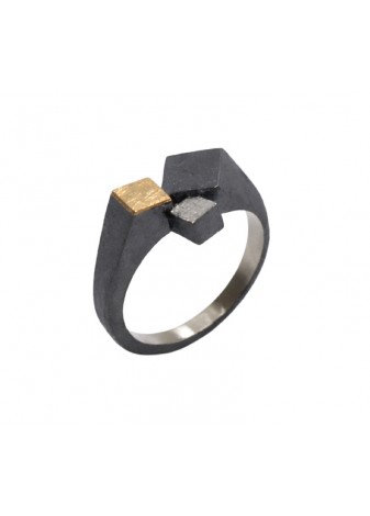 Anillo plata y oro amarillo