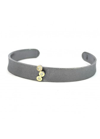 Pulsera plata oxidada, oro...