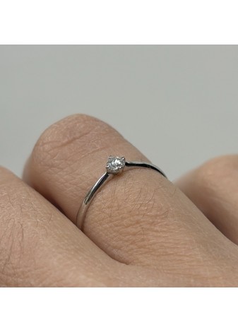 Solitario oro blanco brillante 0,10 cts
