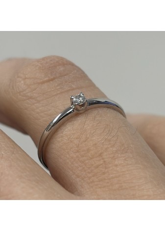 Solitario oro blanco brillante 0,10 cts