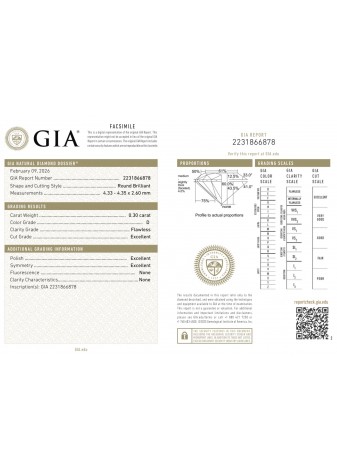 Solitario de platino con diamante 0,30cts. D-Flawless, Puro