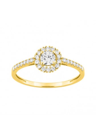 Anillo de oro amarillo y diamantes LAB 0,40ct