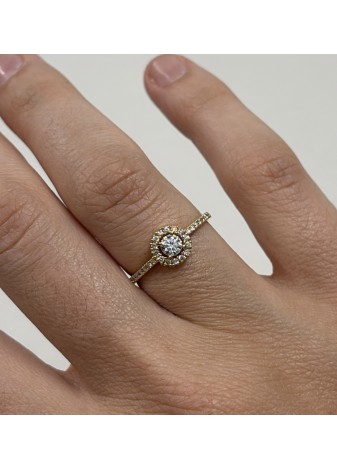 Anillo de oro amarillo y diamantes LAB 0,40ct