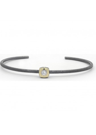 Pulsera plata, oro y diamante de 0,15ct