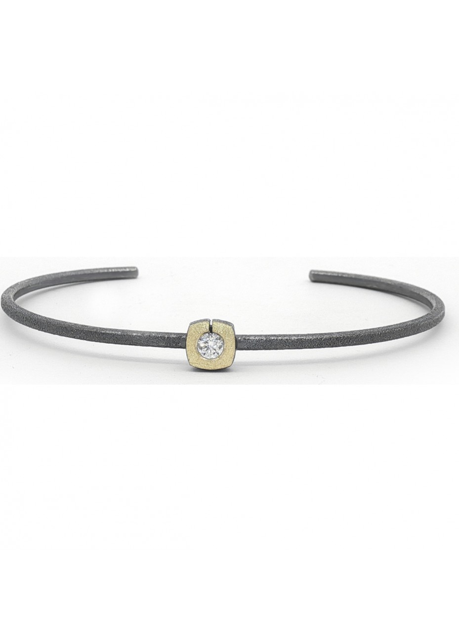 Pulsera plata, oro y diamante de 0,15ct
