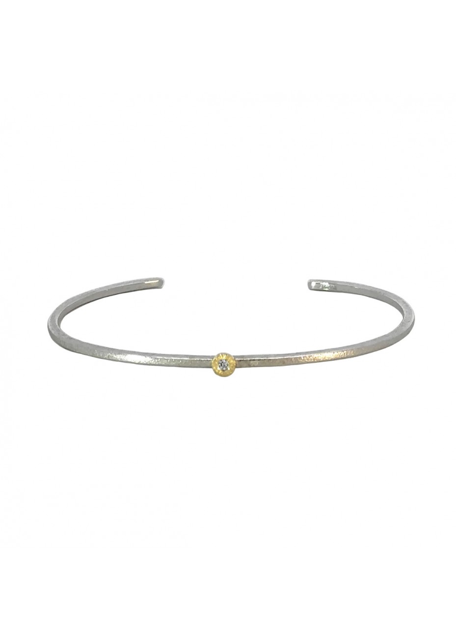 Pulsera de plata, oro y diamante 0,015ct