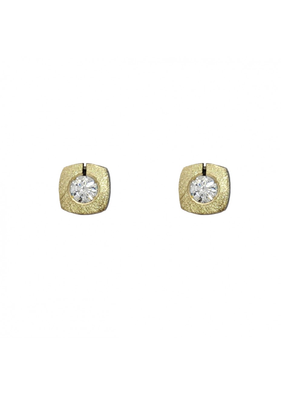 Pendientes de plata, oro y diamantes 0,30 ct