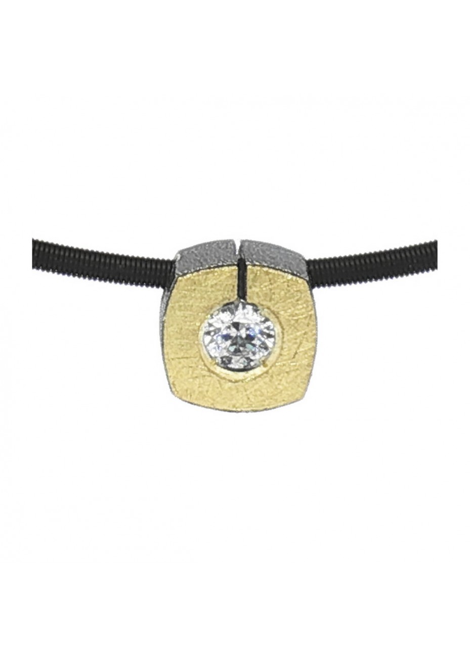Colgante de oro, plata y diamante 0,15 ct