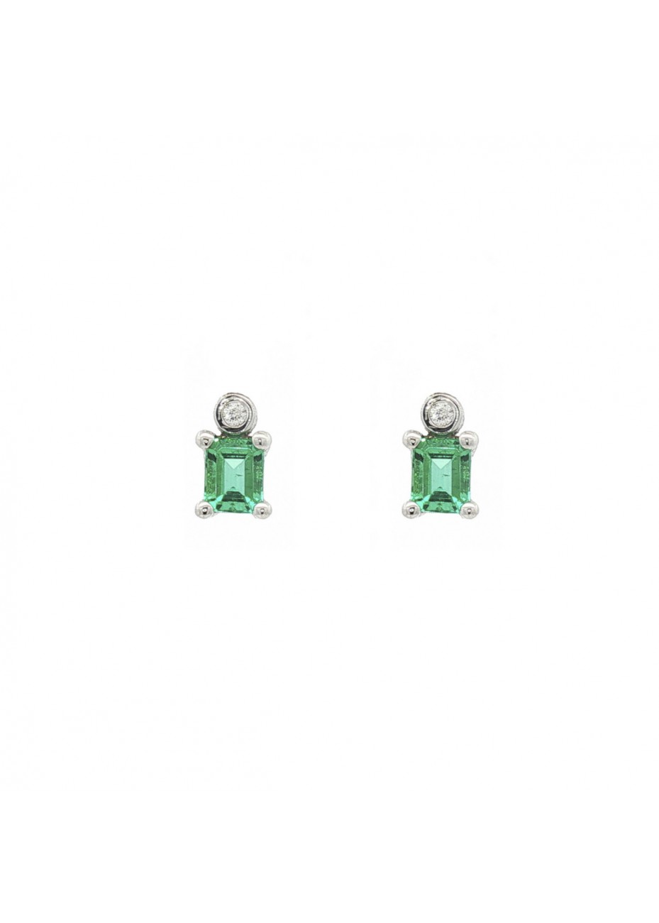 Pendientes de plata con esmeraldas y diamantes
