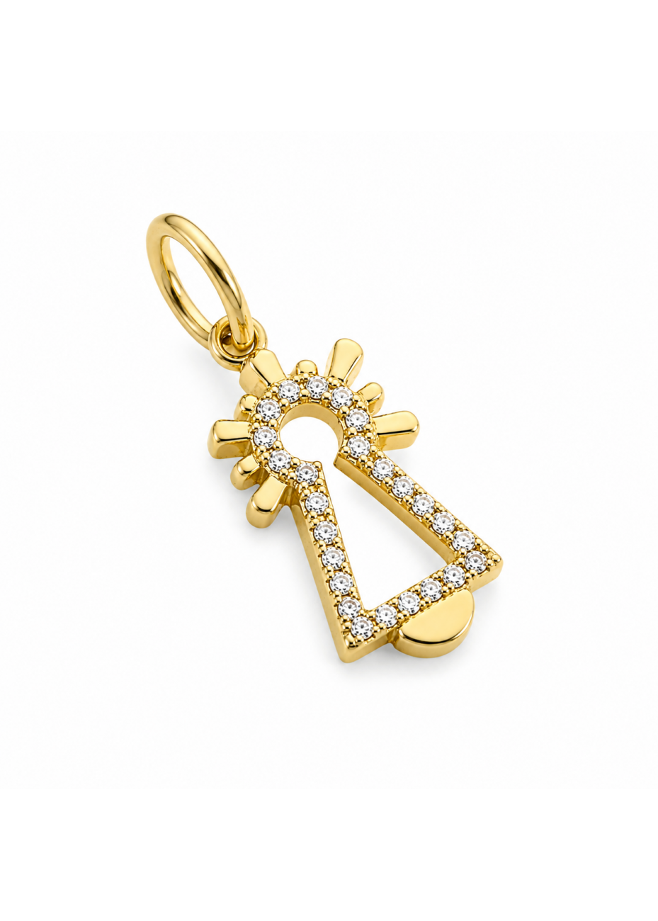 Colgante Virgen del Pilar oro amarillo 18k con diamantes