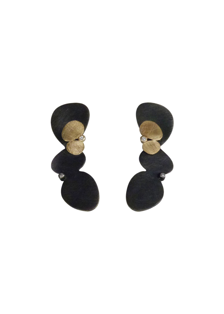 Pendientes oro, plata y diamantes