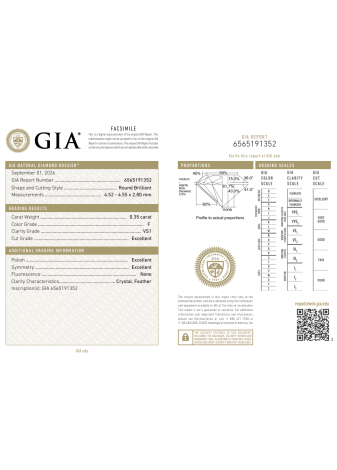 Solitario de oro blanco con diamante 0,35ct. F-VS1