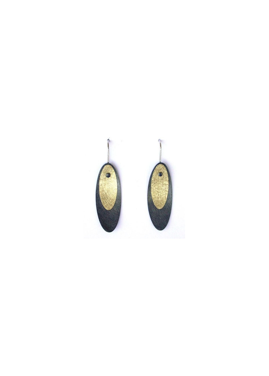 Pendientes plata negra y oro amarillo